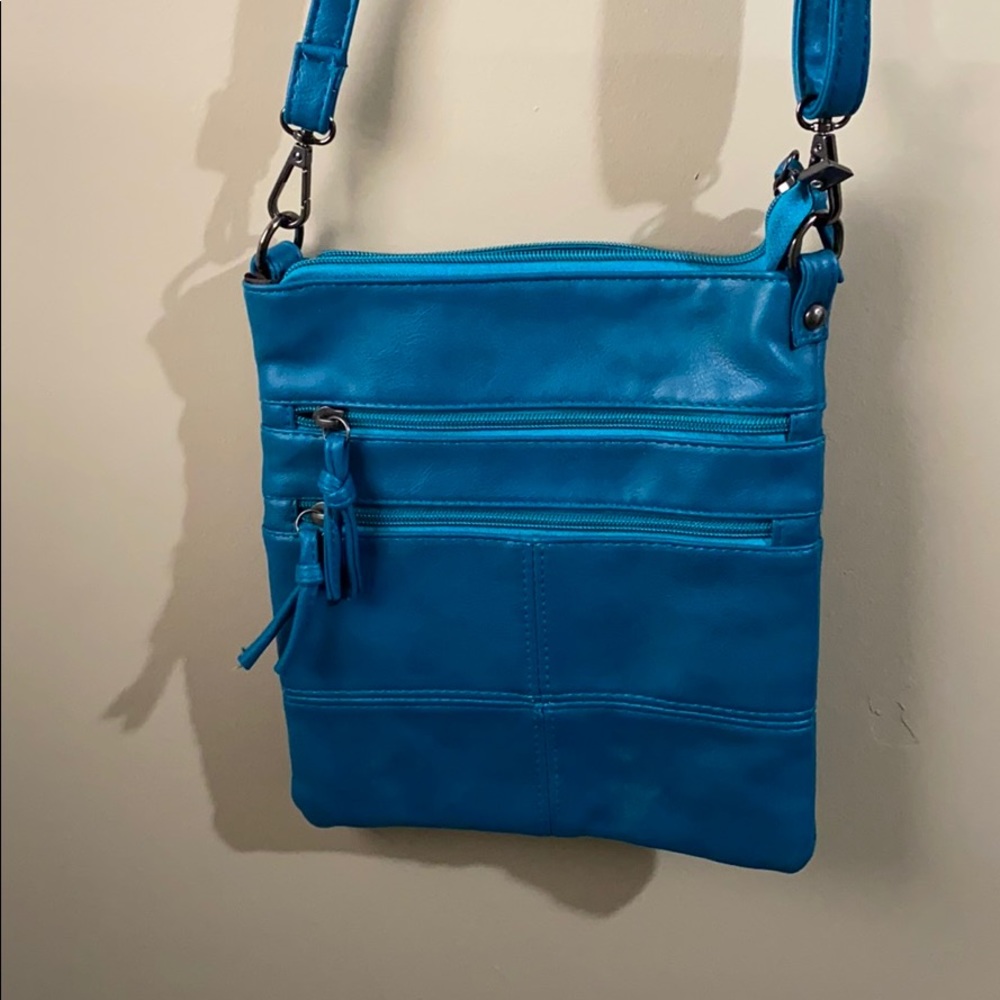 Blue leather purse